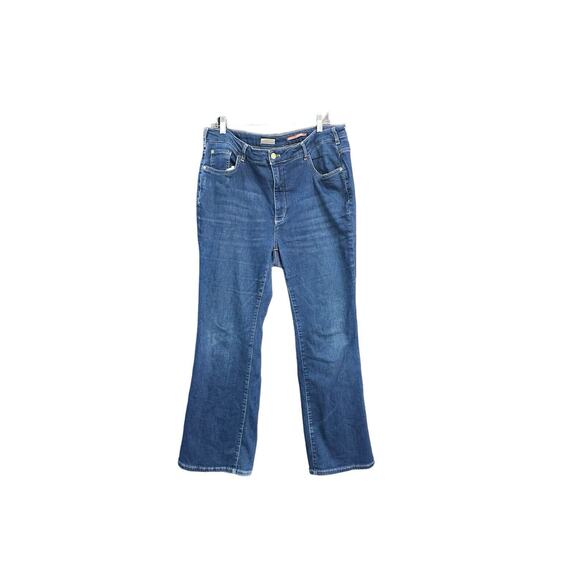 Pilcro Bootcut Jeans Womens 18W Blue Dark Wash Distressed - Picture 1 of 9